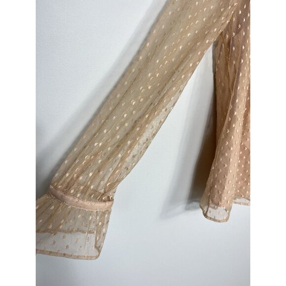 J Crew Blouse Small Victorian Nude Blush Sheer Swiss Dot Ruffle Romantic Fairy - Picture 5 of 14